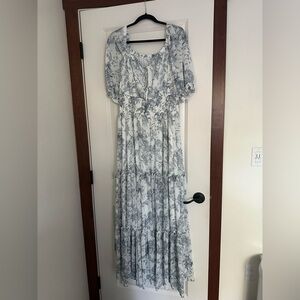 Baltic Born Alice Blue Print Smocked Maxi Dress